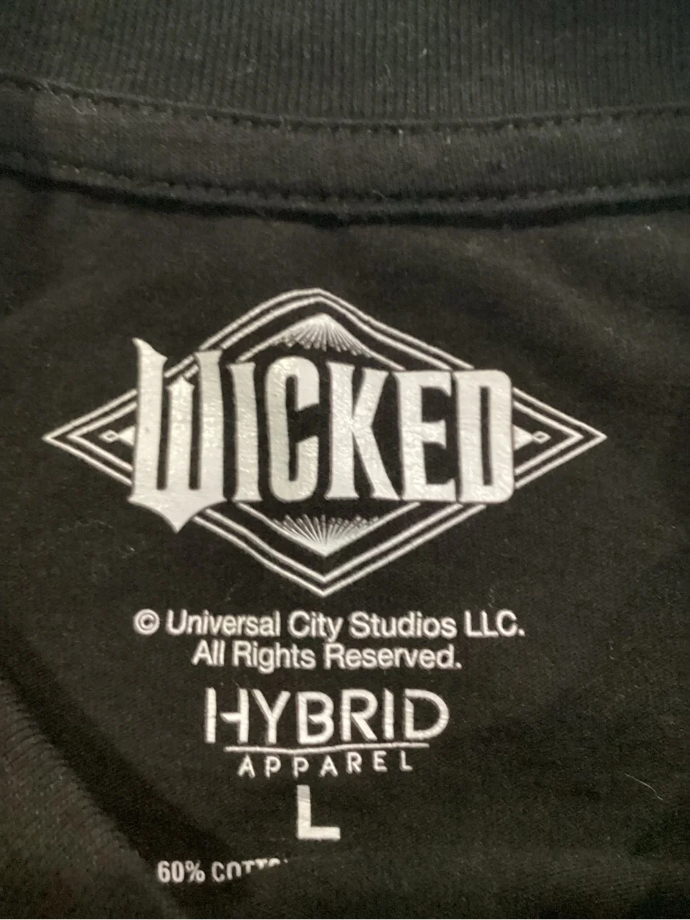 Hybrid Apparel Black Tee with Green,WICKED' Castle Graphic size L 9/17